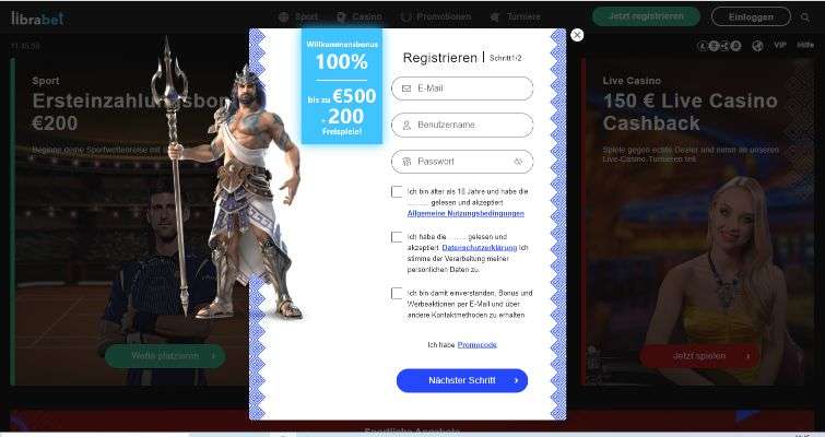 Librabet Casino Registrierung