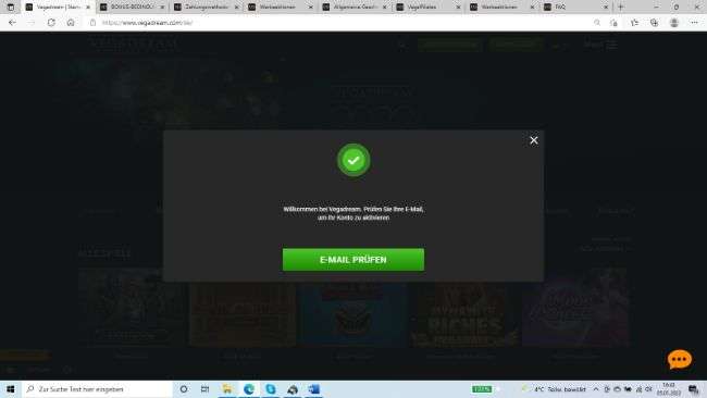 Vegadream Casino Registrierung 2